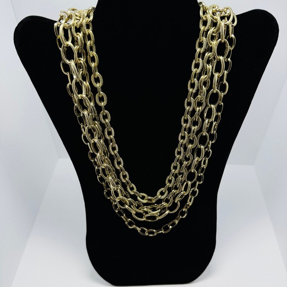 Unbranded Jewelry - Multi Strand Layered Necklace Women Gold Tone Link Chain 18-21"
